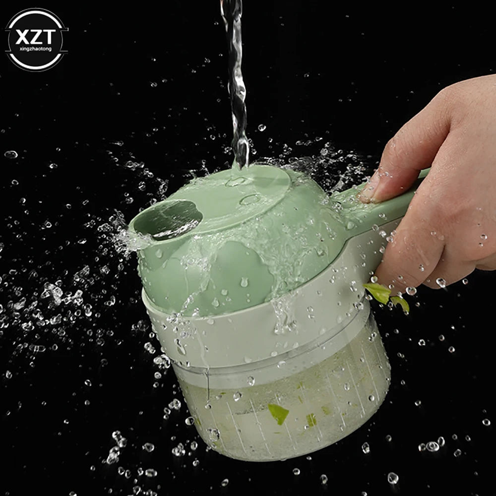 Multifunctional 4 in 1 Handheld Electric Vegetable Slicer USB Rechargeable Fruit Garlic Onion Masher Fruit Chopper Cutting Tools