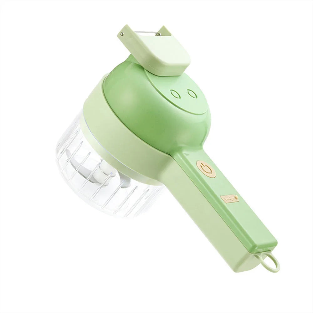 Multifunctional 4 in 1 Handheld Electric Vegetable Slicer USB Rechargeable Fruit Garlic Onion Masher Fruit Chopper Cutting Tools