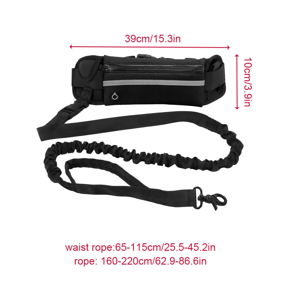 Hands Free Dog Leash for Running Walking Reflective Leash with Waist Bag Retractable Elastic Belt Dog Traction Rope Pet Products