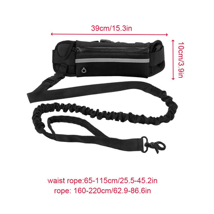 Hands Free Dog Leash for Running Walking Reflective Leash with Waist Bag Retractable Elastic Belt Dog Traction Rope Pet Products