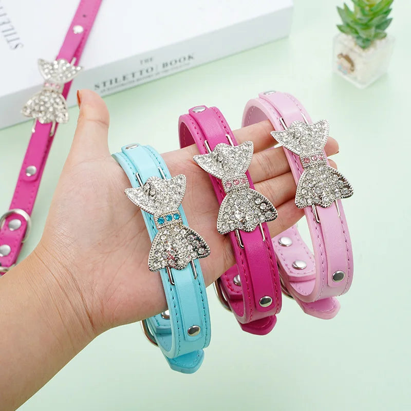 Dog Collars Creative Shiny Diamond Bowknot Decoration Cute Pet Collars Cat Collars Pet Supplies Pet Accessories Pet Products