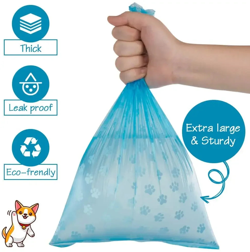 Disposable Pet Poop Bags Dog Poop Bag Bone Dispenser with Leash Clip Puppy Dog Products Supplies 5Roll(75Pcs) Bags