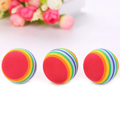 42mm Rainbow Pet Ball Pet Toy Baby Dog Cat Toys Colorful Play Balls For Pets Kitten Puppy Toys Funny EVA Balls Pets Products