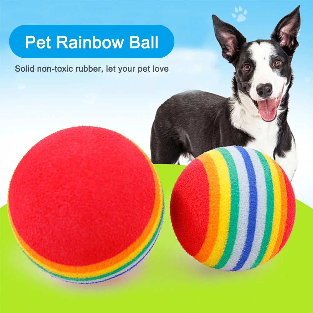 42mm Rainbow Pet Ball Pet Toy Baby Dog Cat Toys Colorful Play Balls For Pets Kitten Puppy Toys Funny EVA Balls Pets Products