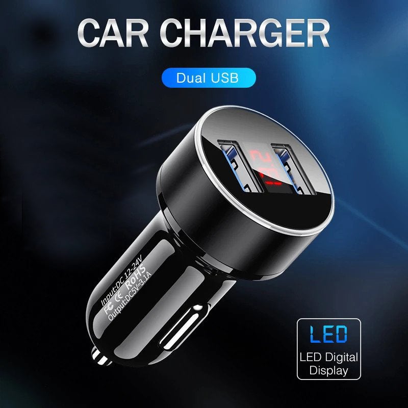 LED Display Mini Dual USB Phone Charger